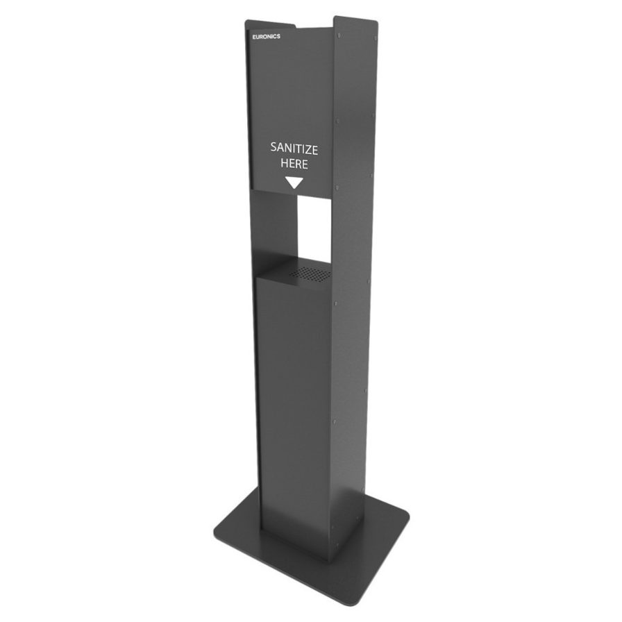 black hand sanitizer dispenser panel