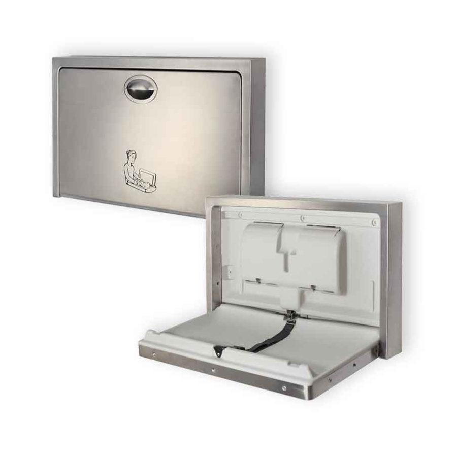 silver baby diaper changing station