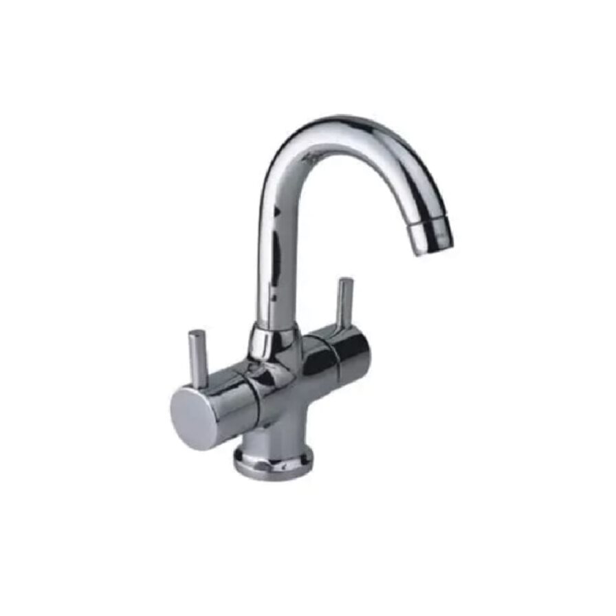 Center Hole Basin Mixer Without Pop-Up Waste With Braided Hose FLO-3002A