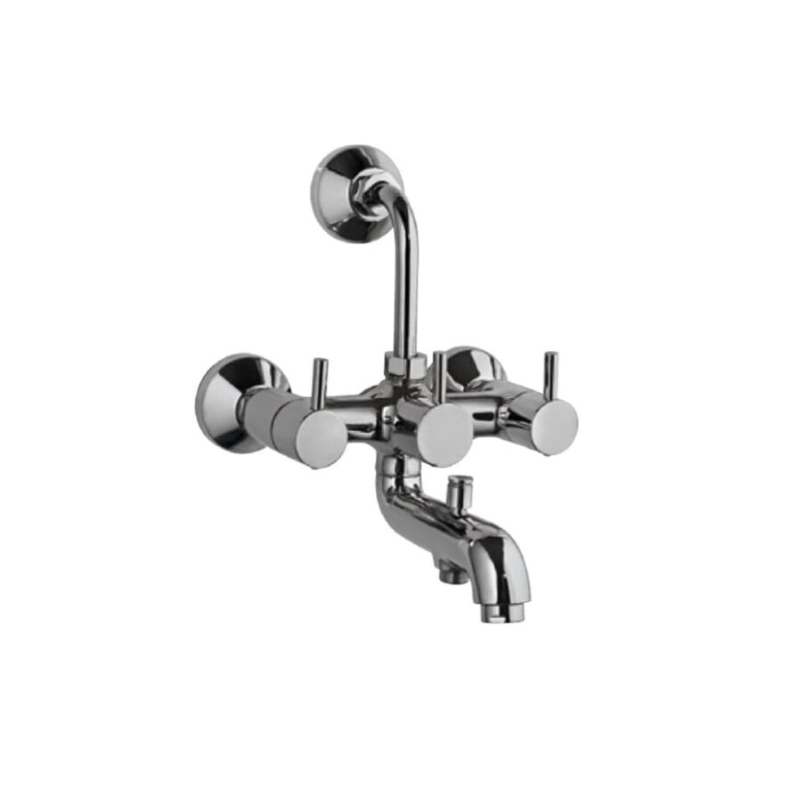 Wall Mixer 3in1 With Provision For Telephonic & Overhead Shower With Bend Pipe & Tipton Button FLO-3007A