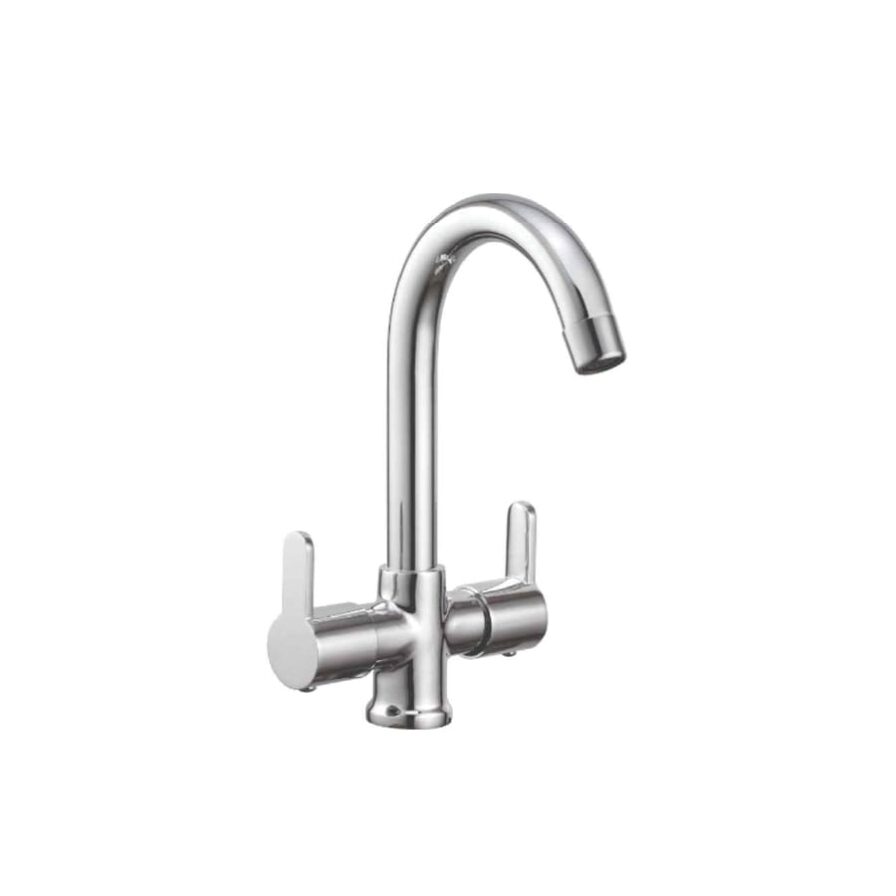 Center Hole Basin Mixer without pop-up waste with braided hose RIV-1002R
