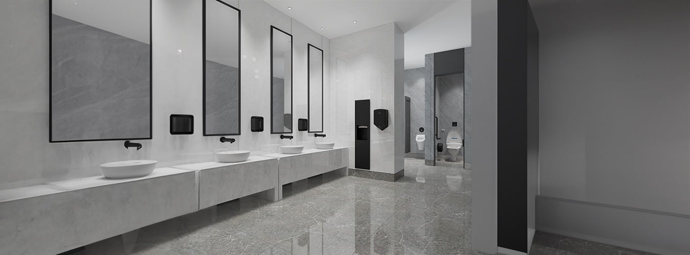 Euronics Industries Showcasing the Sensor Taps, Automatic Soap Dispenser& Washroom Panel in a public washroom to provide an hygienic and touchless experience
