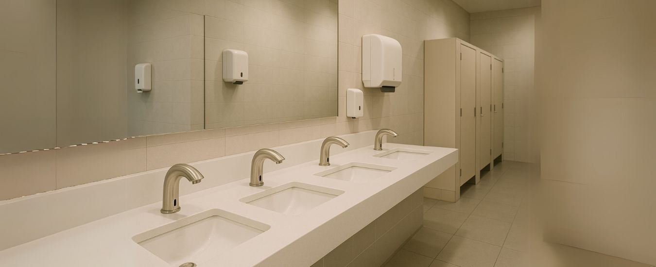 Automatic sensor taps installed in public washroom by Euronics Industries